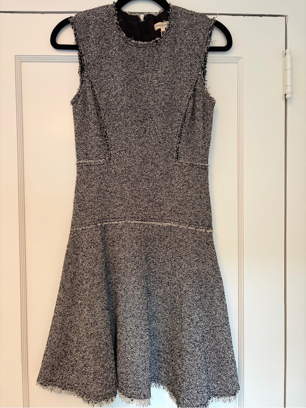 Rebecca Taylor Black and White Tweed Fit-Flare Dress